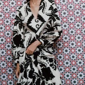 Zara Black and Ivory Printed Dress